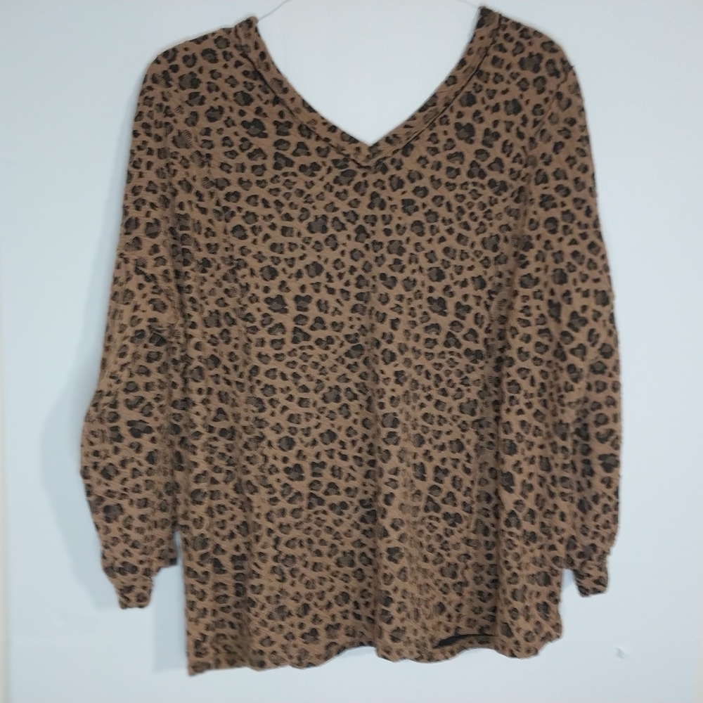 Leopard Print V-Neck Blouse